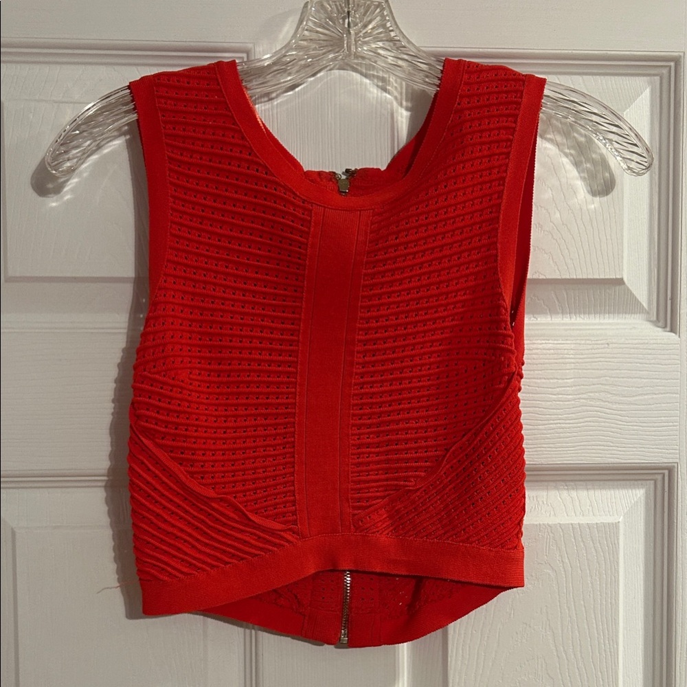 bebe Red Textured Tank Top